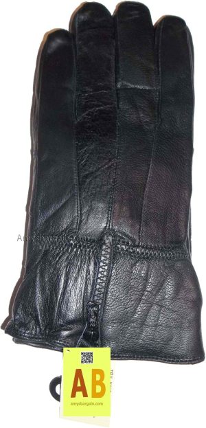 Men's leather gloves, Black Zip on wrist winter gloves lined warm gloves Br New - Image 3