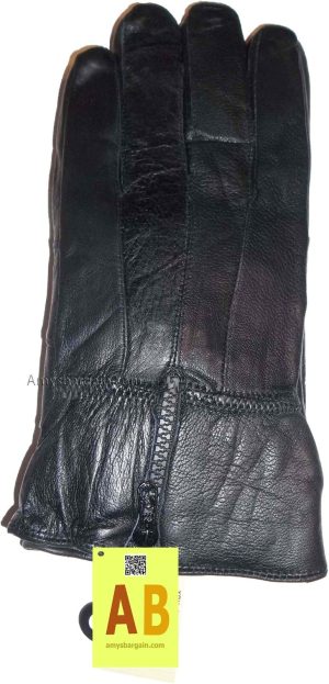 Men's leather gloves, Black Zip on wrist winter gloves lined warm gloves Br New - Image 4