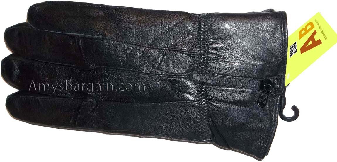 Men's leather gloves, Black Zip on wrist winter gloves lined warm gloves Br New - Image 7