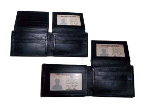Men's leather wallet 11 Card 2 ID 2 bill pockets black bi-fold wallet billetera