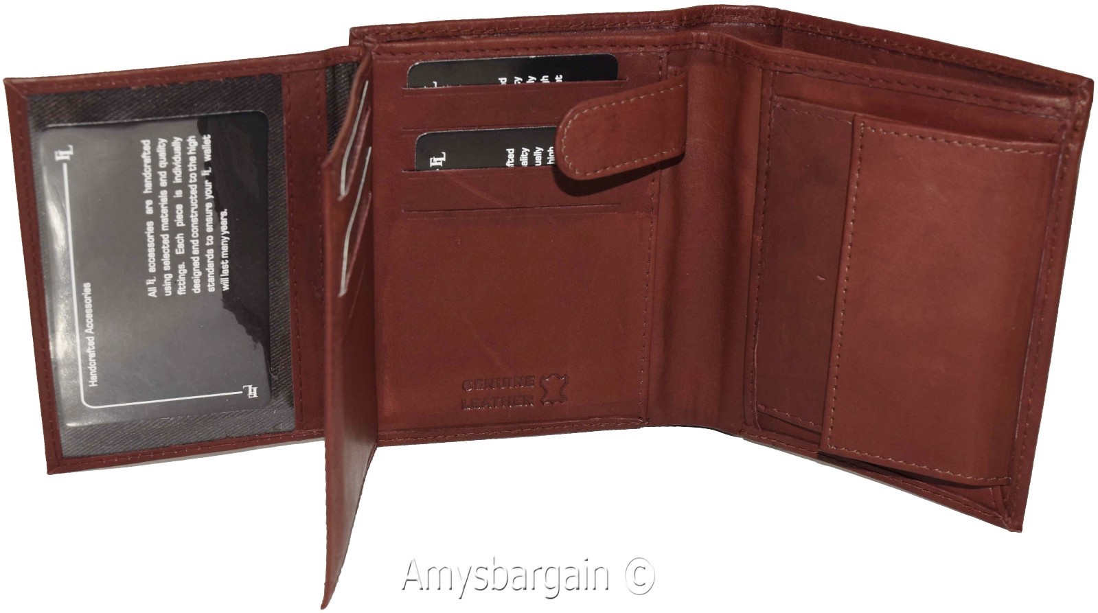 Men’s wallet. Leather Bifold wallet 2 Flip side pieces 8 card 3 ID Zip coin case - Image 11