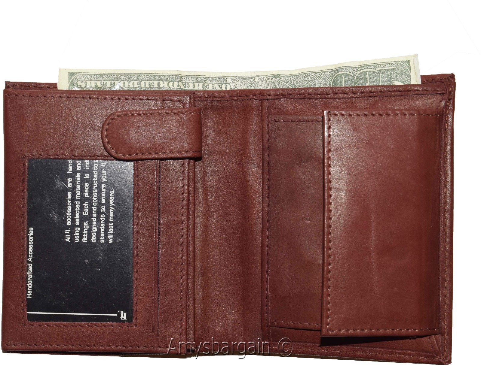 Men’s wallet. Leather Bifold wallet 2 Flip side pieces 8 card 3 ID Zip coin case - Image 5