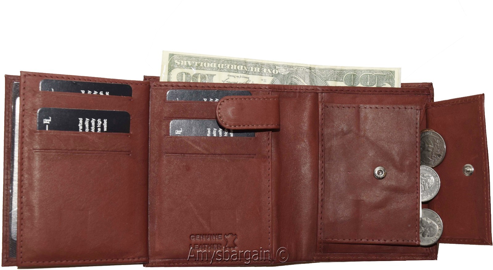 Men’s wallet. Leather Bifold wallet 2 Flip side pieces 8 card 3 ID Zip coin case - Image 6