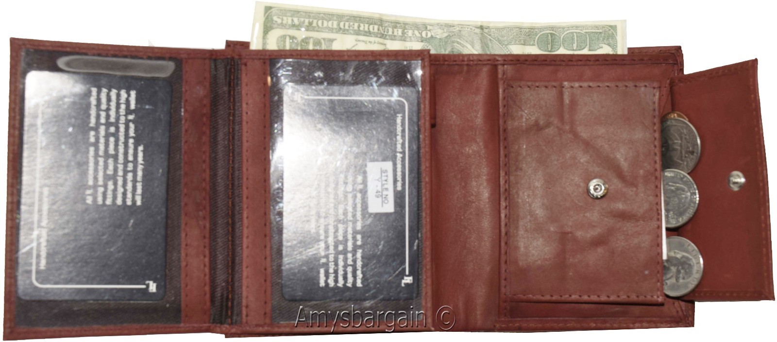 Men’s wallet. Leather Bifold wallet 2 Flip side pieces 8 card 3 ID Zip coin case - Image 7
