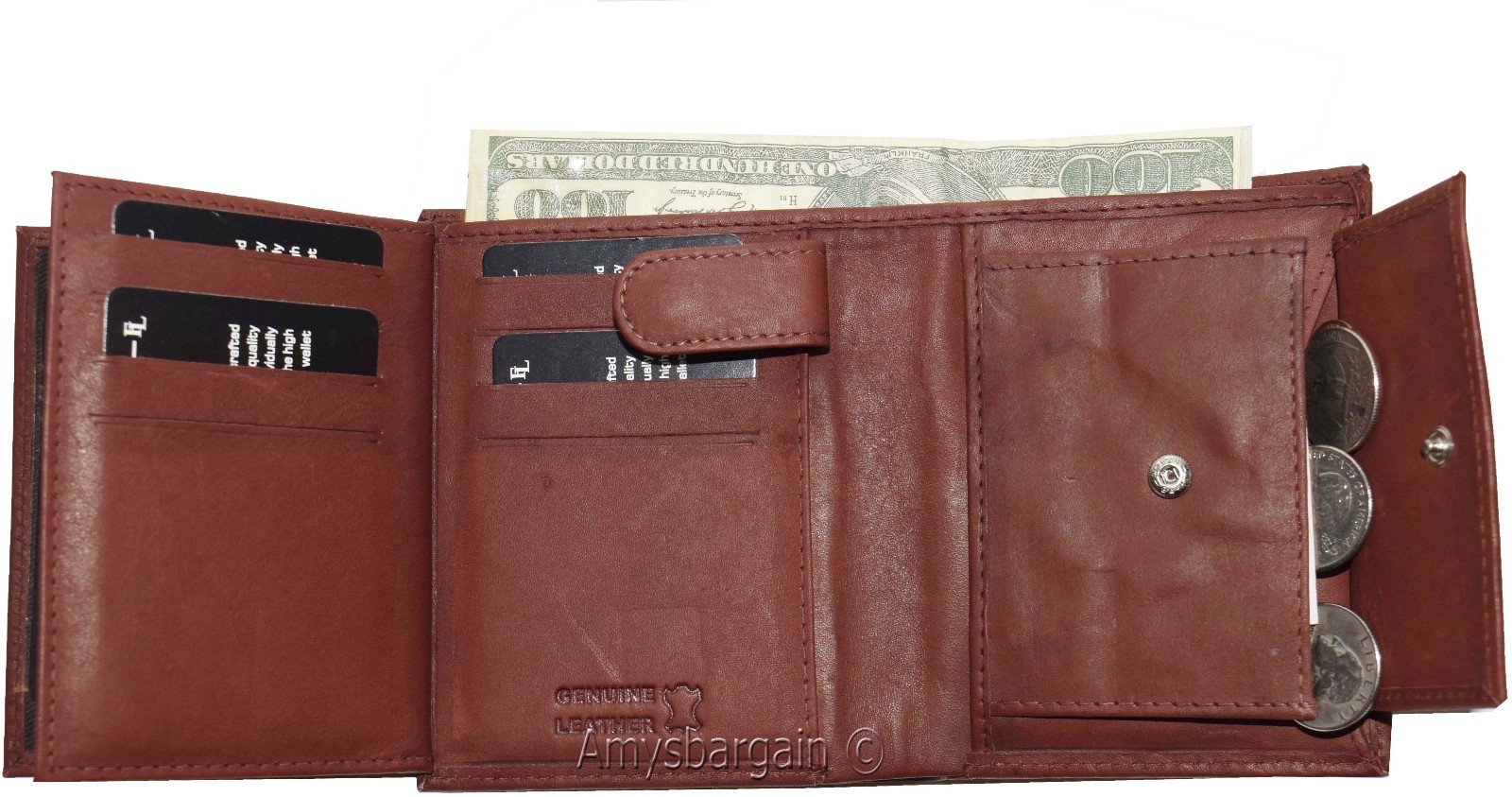 Men’s wallet. Leather Bifold wallet 2 Flip side pieces 8 card 3 ID Zip coin case - Image 9