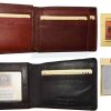 Men's wallet genuine Leather Bifold Black wallet 2 bill slots 9 Cred case In Box
