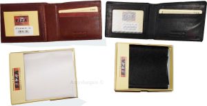 Men's wallet genuine Leather Bifold Black wallet 2 bill slots 9 Cred case In Box - Image 4