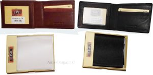 Men's wallet genuine Leather Bifold Black wallet 2 bill slots 9 Cred case In Box - Image 5