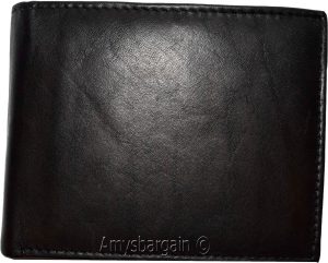 Men'sBlack Leather Wallet Bifold Wallet 2 Bill spaces 2 flip-side ID Coin case - Image 11