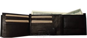 Men'sBlack Leather Wallet Bifold Wallet 2 Bill spaces 2 flip-side ID Coin case - Image 5