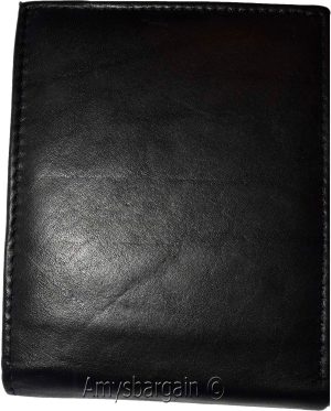 Men'sBlack Leather Wallet Bifold Wallet 2 Bill spaces 2 flip-side ID Coin case - Image 8