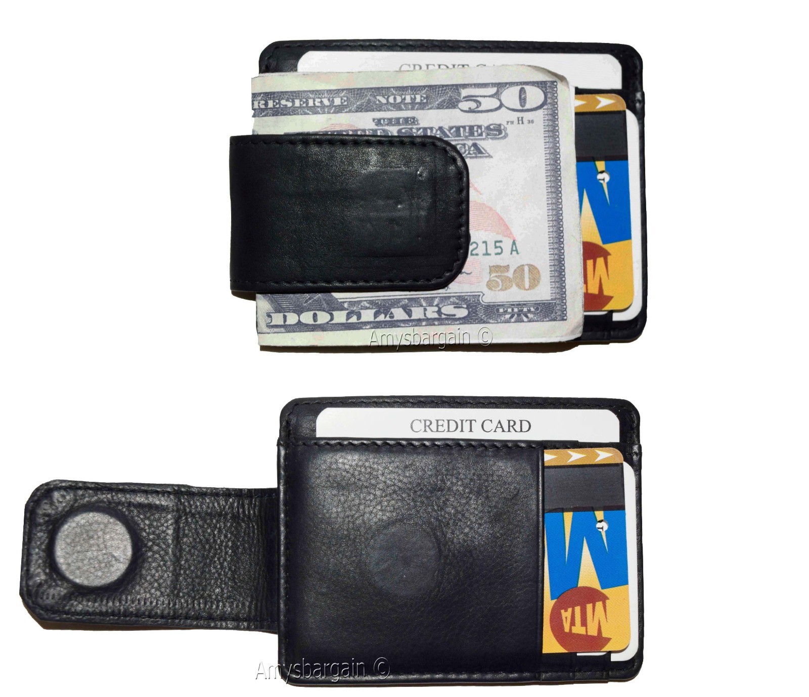 Money Clip, Leather Credit card ID money clip, wallet with magnetic money clip - Image 13