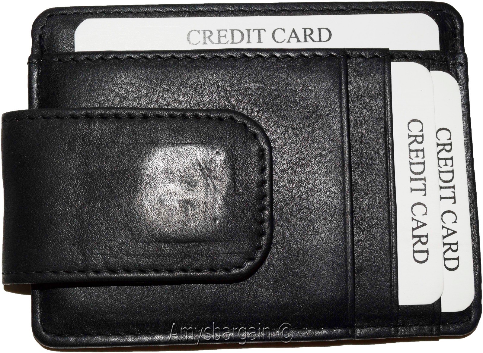 Money Clip, Leather Credit card ID money clip, wallet with magnetic money clip - Image 3