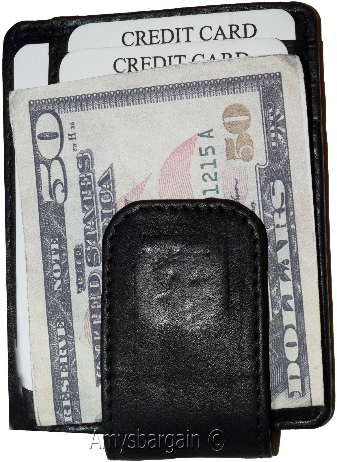 Money Clip, Leather Credit card ID money clip, wallet with magnetic money clip - Image 4