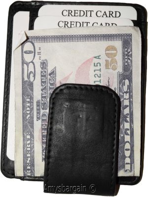 Money Clip, Leather Credit card ID money clip, wallet with magnetic money clip - Image 7