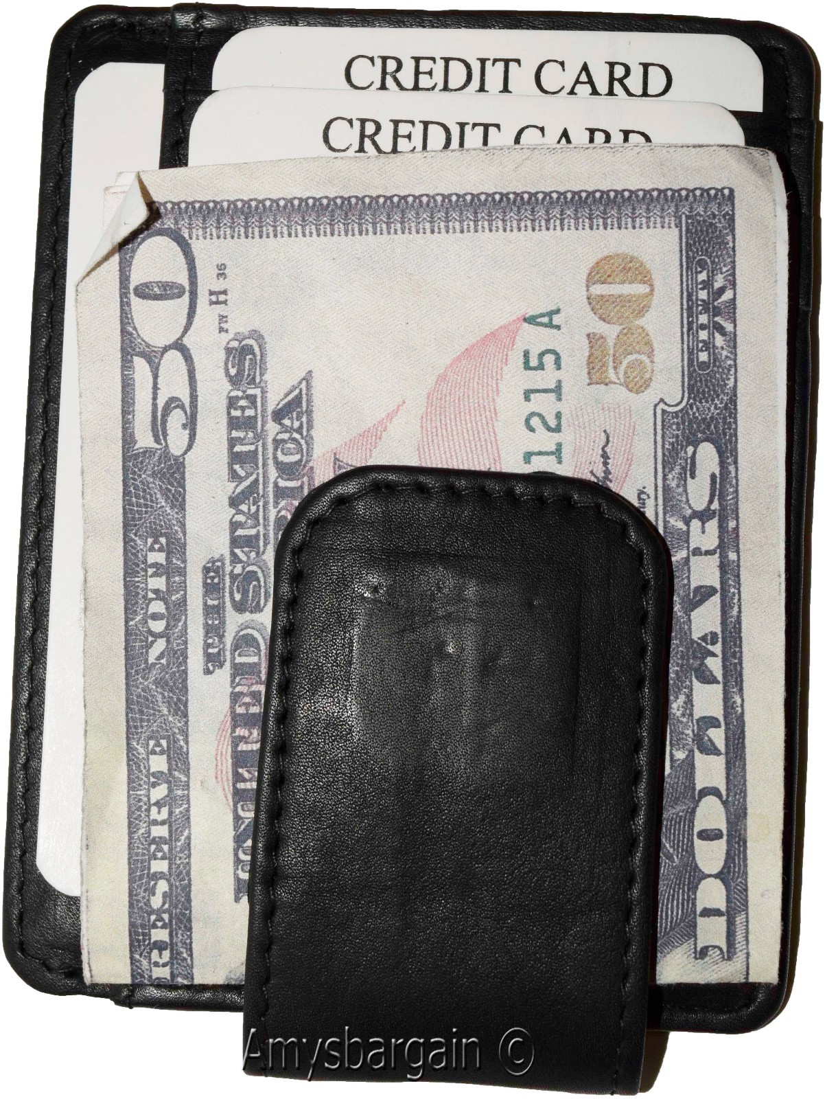 Money Clip, Leather Credit card ID money clip, wallet with magnetic money clip - Image 7