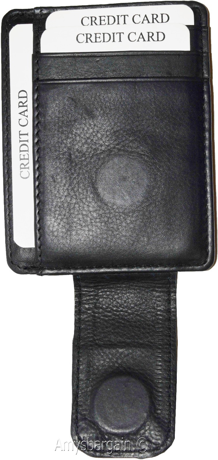 Money Clip, Leather Credit card ID money clip, wallet with magnetic money clip - Image 9