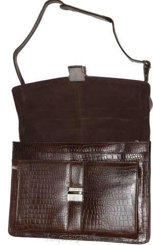 New Crocodile Skin Printed Leather Briefcase Black Business case Attaché sac bag - Image 13