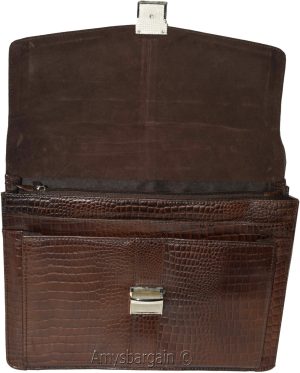 New Crocodile Skin Printed Leather Briefcase Black Business case Attaché sac bag - Image 15