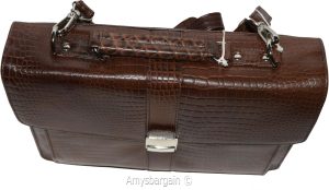 New Crocodile Skin Printed Leather Briefcase Black Business case Attaché sac bag - Image 18