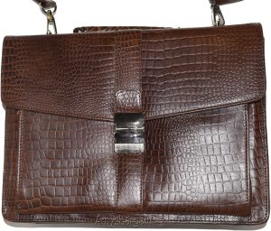 New Crocodile Skin Printed Leather Briefcase Black Business case Attaché sac bag - Image 3