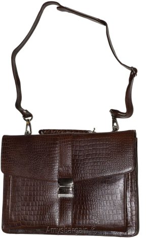 New Crocodile Skin Printed Leather Briefcase Black Business case Attaché sac bag - Image 7