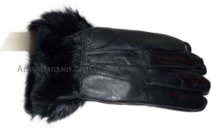 New size (XXL) women's fur trimmed leather gloves, black warm winter gloves. - Image 4