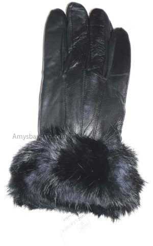 New size (XXL) women's fur trimmed leather gloves, black warm winter gloves. - Image 5