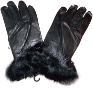 New size (XXL) women's fur trimmed leather gloves, black warm winter gloves. - Image 6
