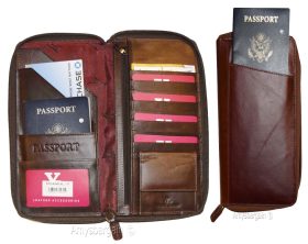 Organizer, Leather document case, passport ID airline ticket Credit card planner