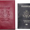 Passport case, Leather passport cover, Red wallet credit card case ID holder NWT