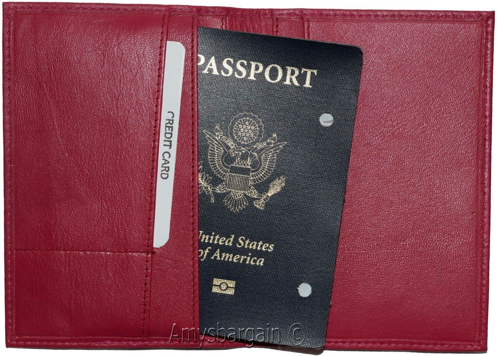 Passport case, Leather passport cover, Red wallet credit card case ID holder NWT - Image 8