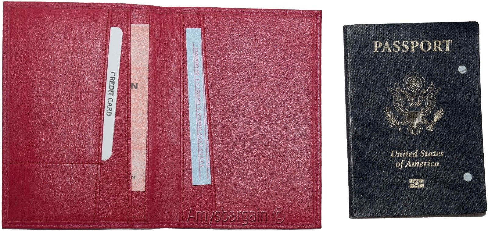 Passport case, Leather passport cover, Red wallet credit card case ID holder NWT - Image 9