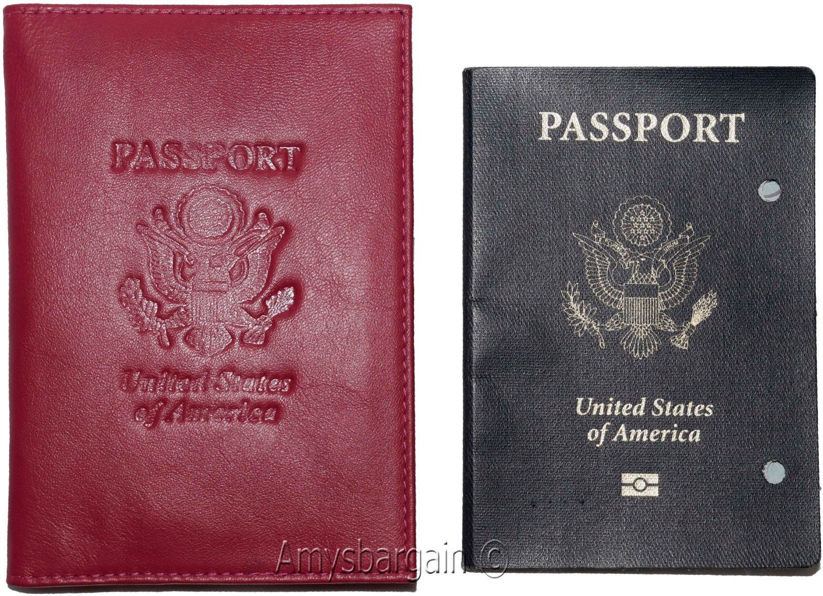 Passport case, Leather passport cover, Red wallet credit card case ID holder NWT