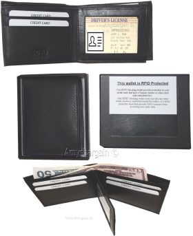 RFID Men's Leather wallet. Bifold genuine leather, 3 billfold. ID. BR New in Box