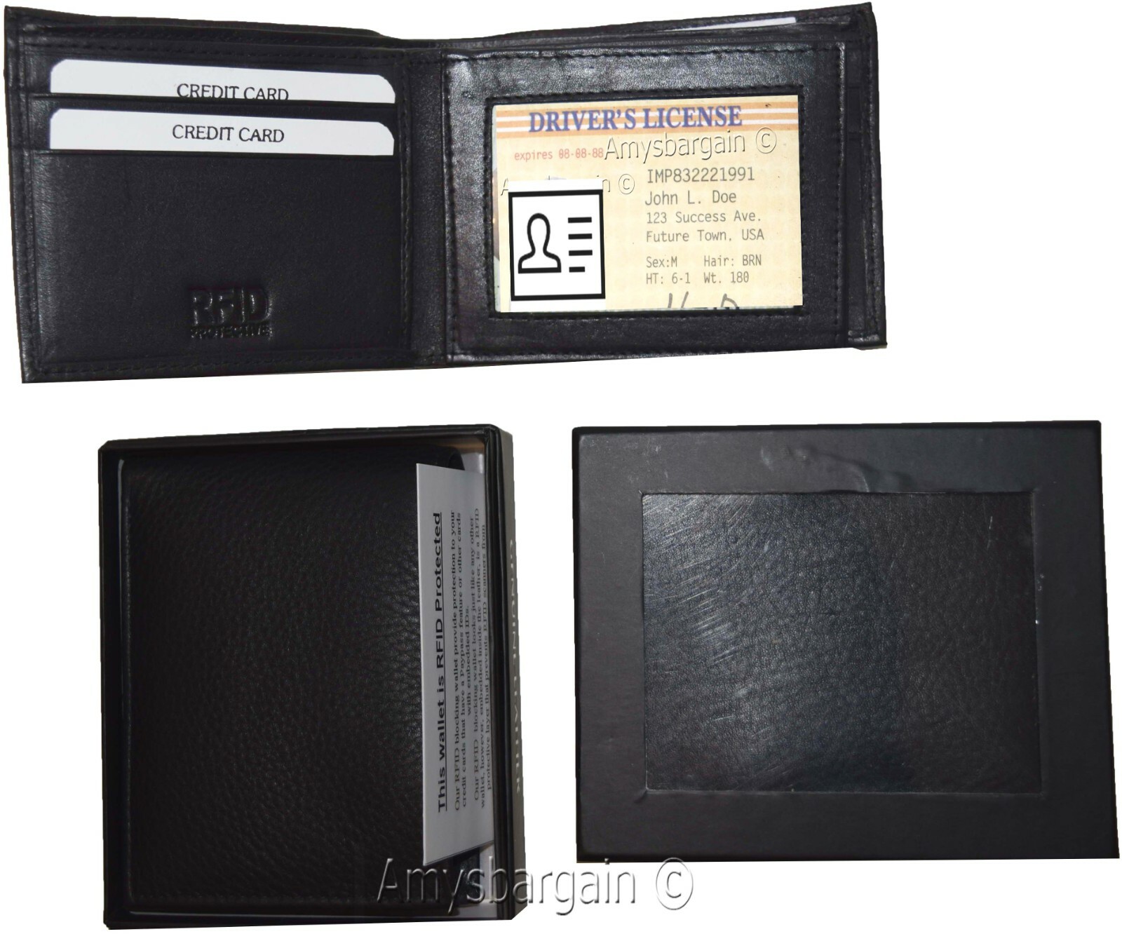 RFID Men's Leather wallet. Bifold genuine leather, 3 billfold. ID. BR New in Box - Image 6