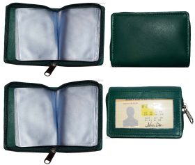 RFID zip around leather business card id credit card picture case 30 card slots.