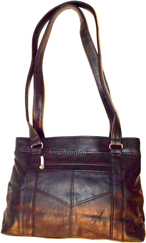 Woman's leather tote bag Black handbag, shopping bag day bag Pocketbook Brnd New