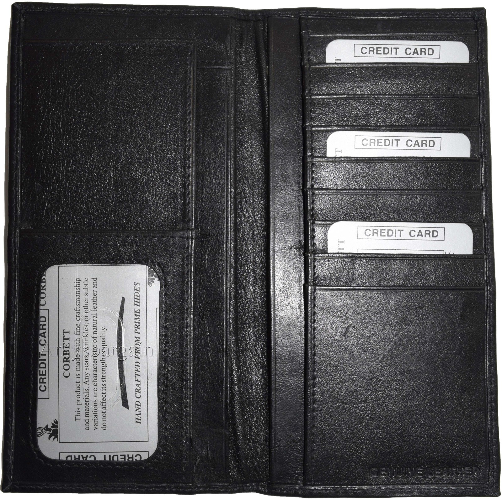 Women/Men's Leather Checkbook Wallet, 3 bill pockets 9 credit card ID case new - Image 12