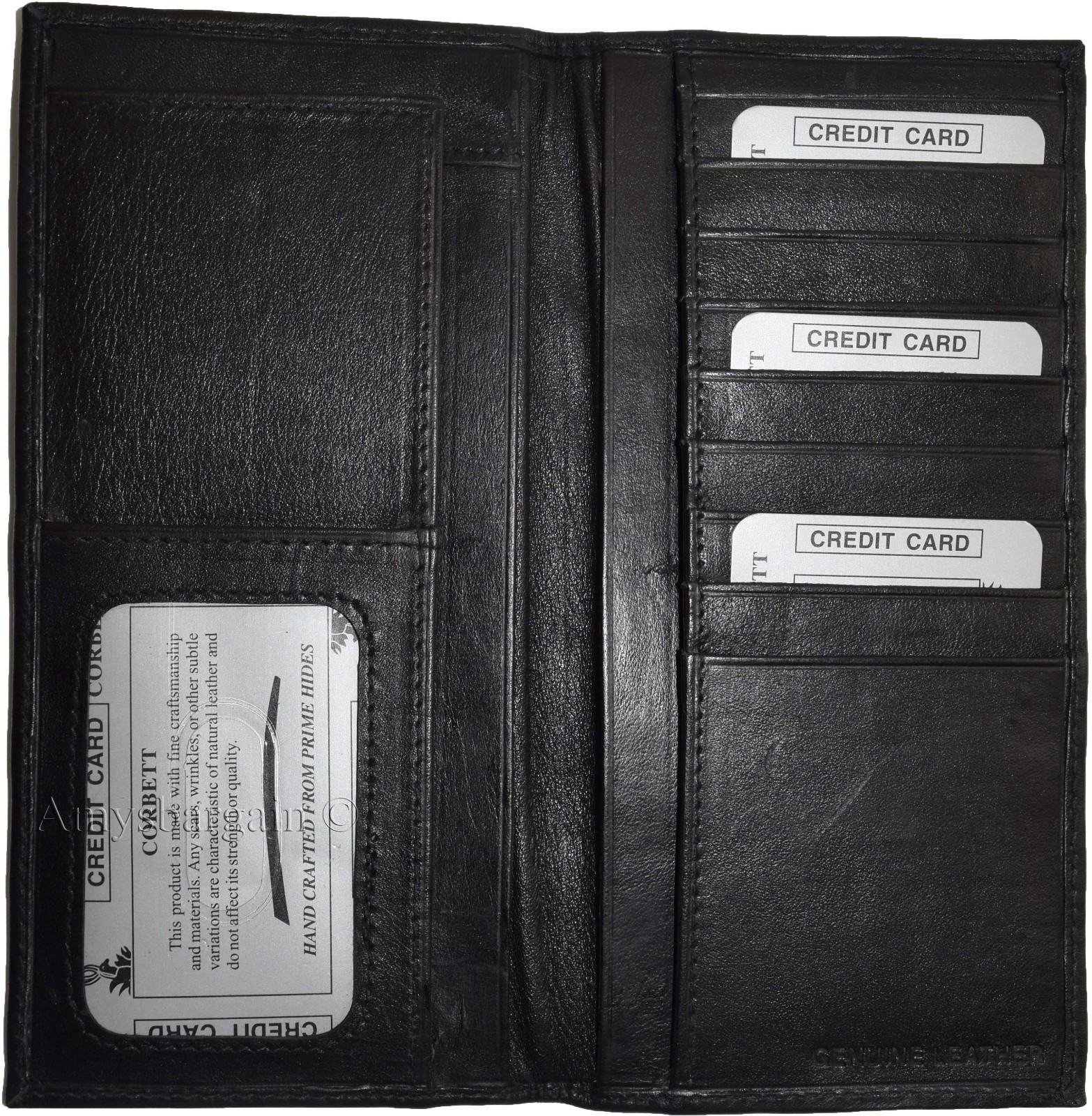 Women/Men's Leather Checkbook Wallet, 3 bill pockets 9 credit card ID case new - Image 3