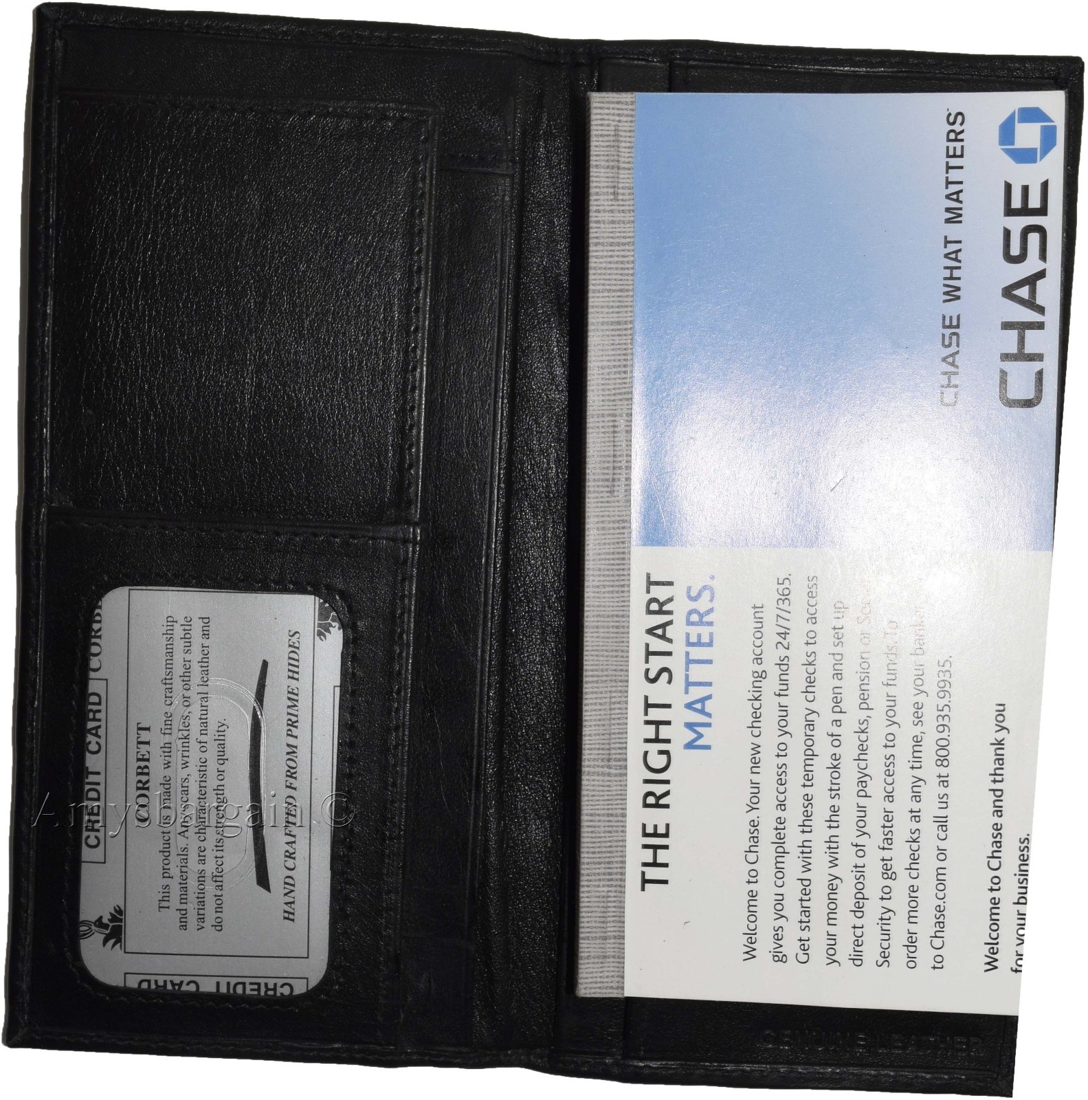 Women/Men's Leather Checkbook Wallet, 3 bill pockets 9 credit card ID case new - Image 4