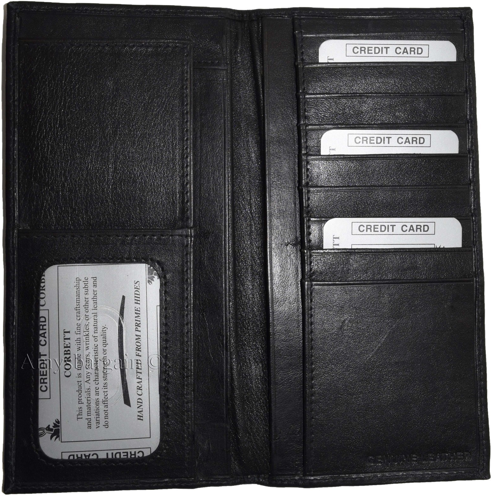 Women/Men's Leather Checkbook Wallet, 3 bill pockets 9 credit card ID case new - Image 8