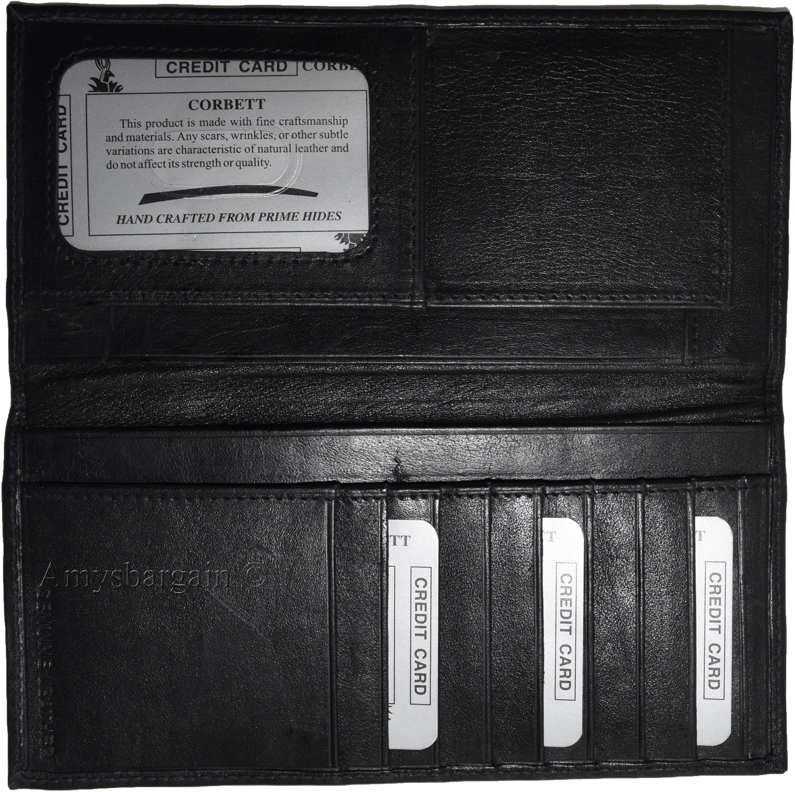 Women/Men's Leather Checkbook Wallet, 3 bill pockets 9 credit card ID case new - Image 10