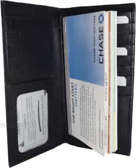 Women/Men's Leather Checkbook Wallet, 3 bill pockets 9 credit card  ID case new