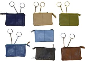 Women's Change Purse Leather mini wallet Card case Zip coin case with key rings - Image 4