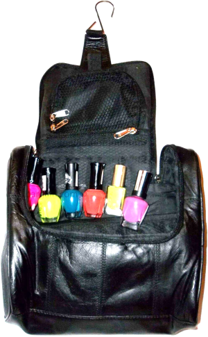 Women/s large leather cosmetic make up case doorknob hanger toiletry case - Image 5