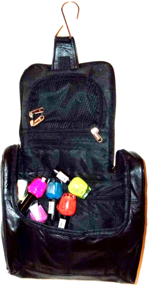 Women/s large leather cosmetic make up case doorknob hanger toiletry case - Image 6