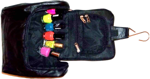 Women/s large leather cosmetic make up case doorknob hanger toiletry case - Image 7