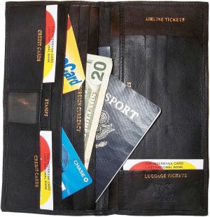 Womens leather Oorganizer checkbook passports credit cards bills leather wallet - Image 11