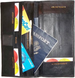 Womens leather Oorganizer checkbook passports credit cards bills leather wallet - Image 5